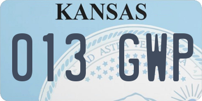 KS license plate 013GWP
