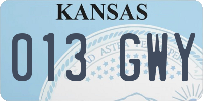 KS license plate 013GWY