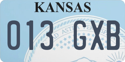 KS license plate 013GXB