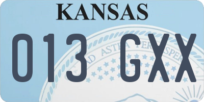 KS license plate 013GXX