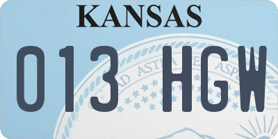 KS license plate 013HGW