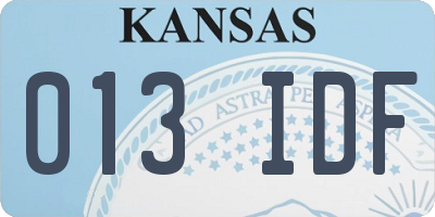KS license plate 013IDF