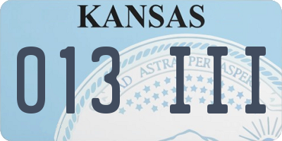 KS license plate 013III