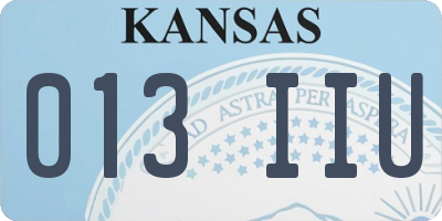 KS license plate 013IIU