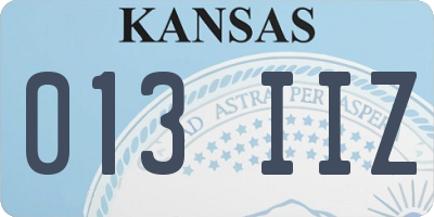 KS license plate 013IIZ