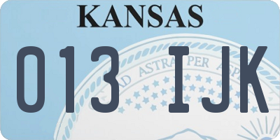 KS license plate 013IJK