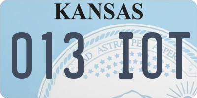 KS license plate 013IOT