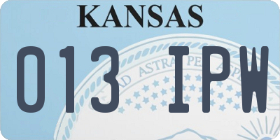 KS license plate 013IPW