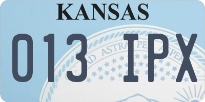 KS license plate 013IPX