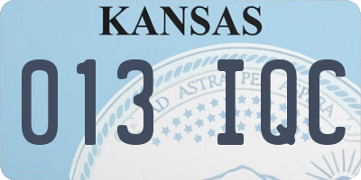 KS license plate 013IQC