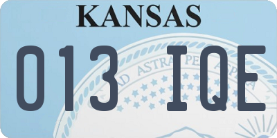 KS license plate 013IQE