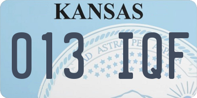 KS license plate 013IQF