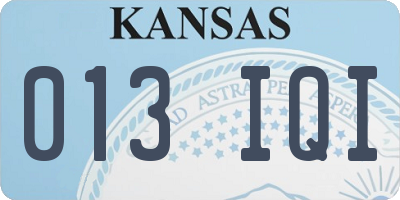 KS license plate 013IQI