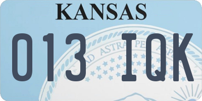 KS license plate 013IQK