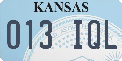 KS license plate 013IQL