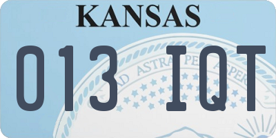 KS license plate 013IQT