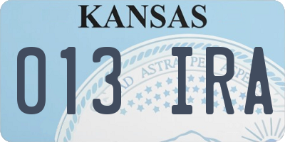 KS license plate 013IRA