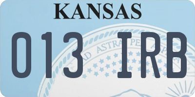 KS license plate 013IRB