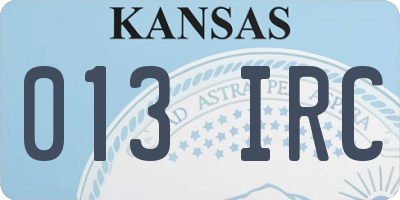 KS license plate 013IRC