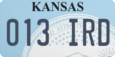 KS license plate 013IRD