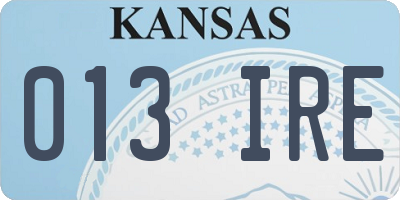 KS license plate 013IRE