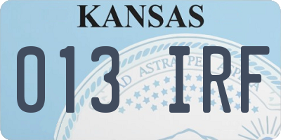 KS license plate 013IRF