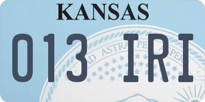 KS license plate 013IRI