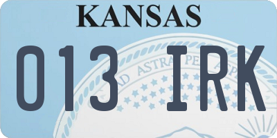 KS license plate 013IRK