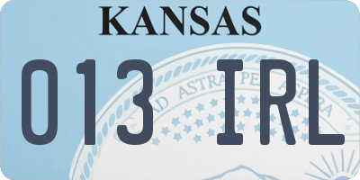 KS license plate 013IRL