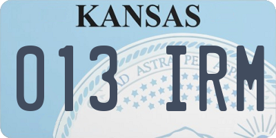 KS license plate 013IRM