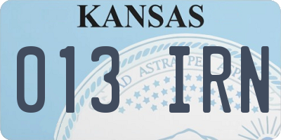 KS license plate 013IRN