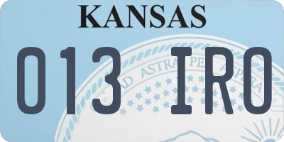 KS license plate 013IRO