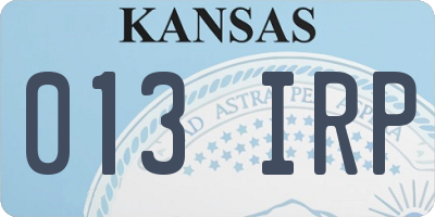 KS license plate 013IRP