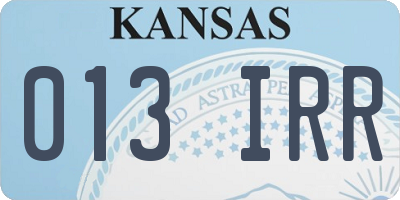 KS license plate 013IRR
