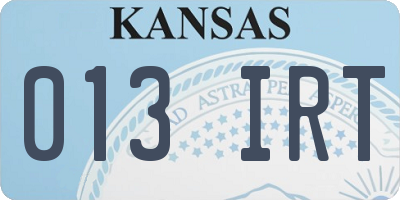 KS license plate 013IRT