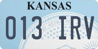 KS license plate 013IRV