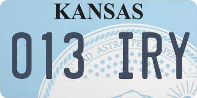 KS license plate 013IRY
