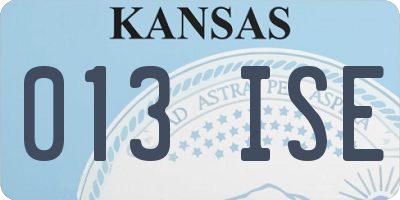 KS license plate 013ISE