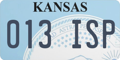 KS license plate 013ISP