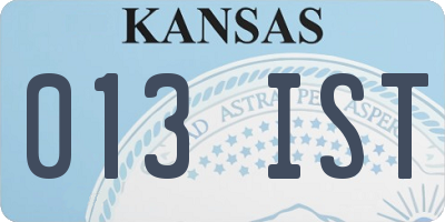 KS license plate 013IST