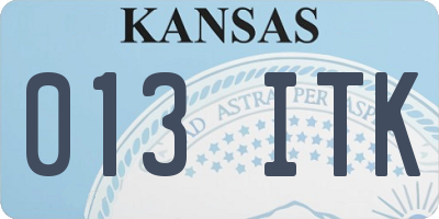 KS license plate 013ITK