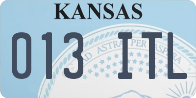 KS license plate 013ITL