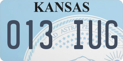 KS license plate 013IUG