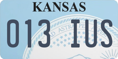 KS license plate 013IUS