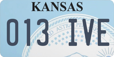 KS license plate 013IVE