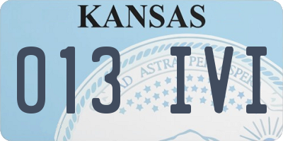 KS license plate 013IVI