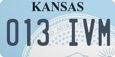 KS license plate 013IVM