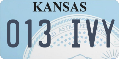 KS license plate 013IVY