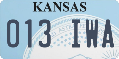 KS license plate 013IWA