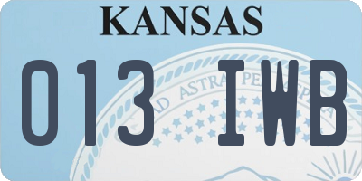 KS license plate 013IWB